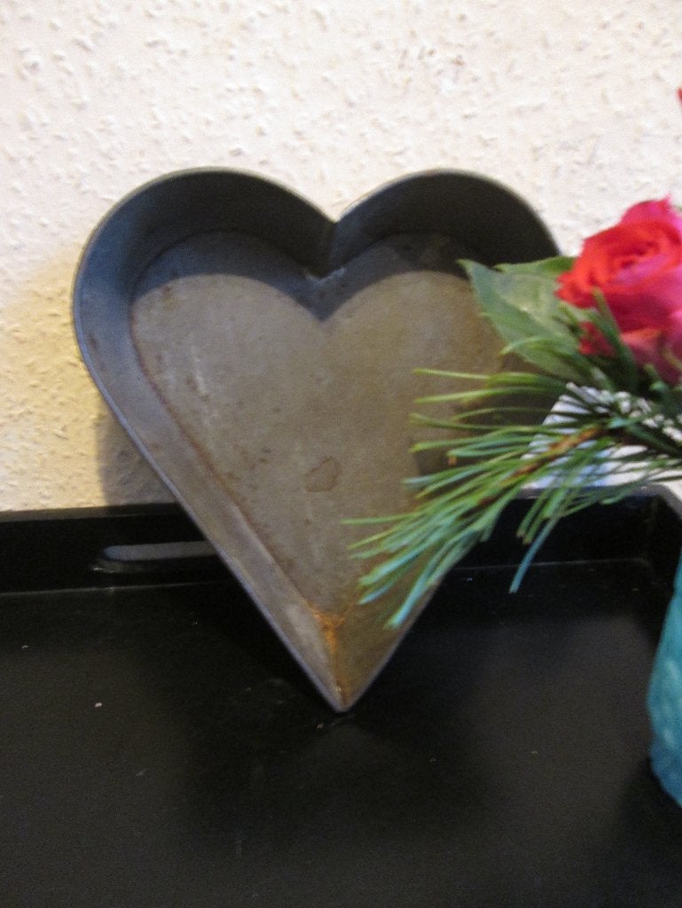 Antiek Brocante Hartvormig Bakblik Hart 20 x 18 cm, Antiek en Kunst, Ophalen of Verzenden