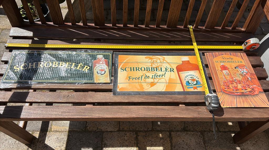 Schrobbelèr barmatten en Tinplate muurschild, Ophalen of Verzenden, Nieuw, Reclamebord