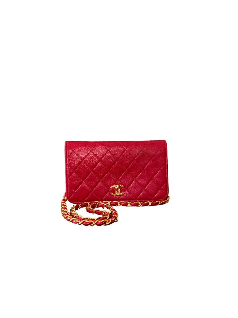 Chanel Quilted Lambskin 24K Gold Single Flap, Ophalen of Verzenden, Zo goed als nieuw, Rood, Schoudertasje