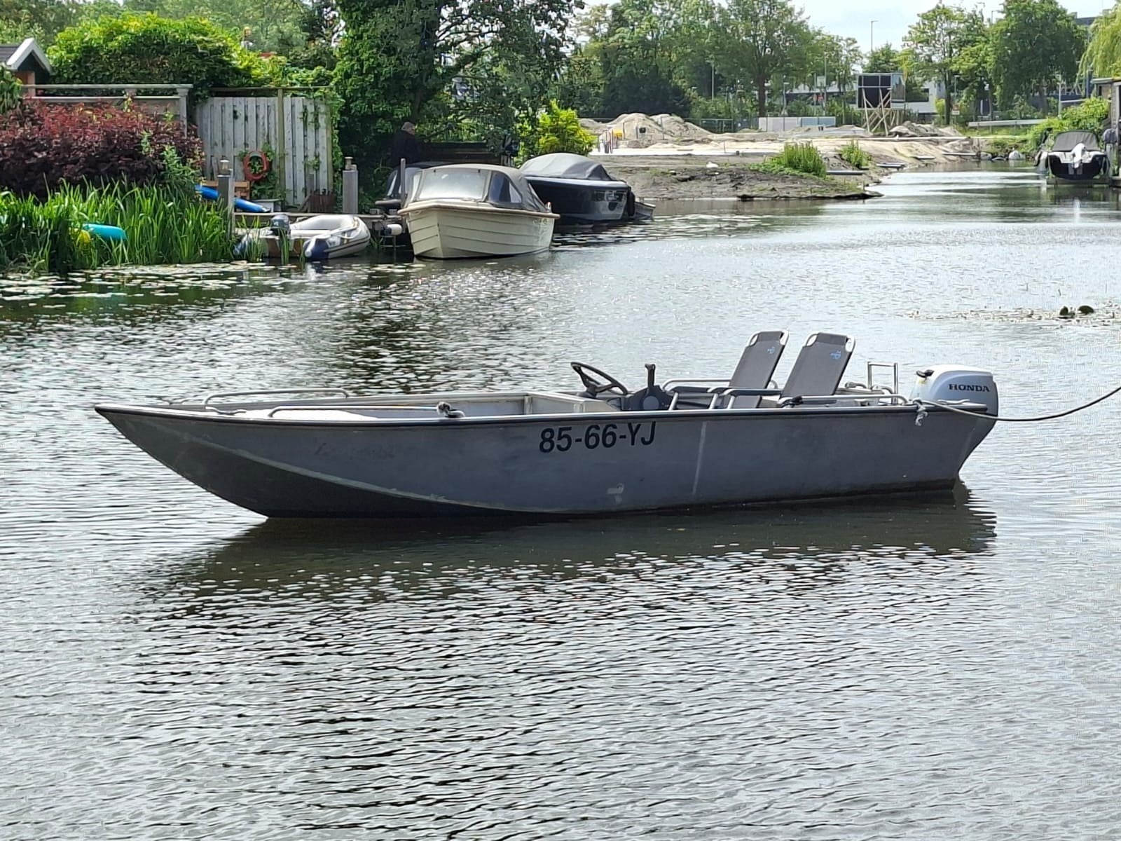 Sterke onderhoudsvrije aluminium boot 4,65 m. Honda 20 pk., Overige merken, Gebruikt, Buitenboordmotor, Aluminium