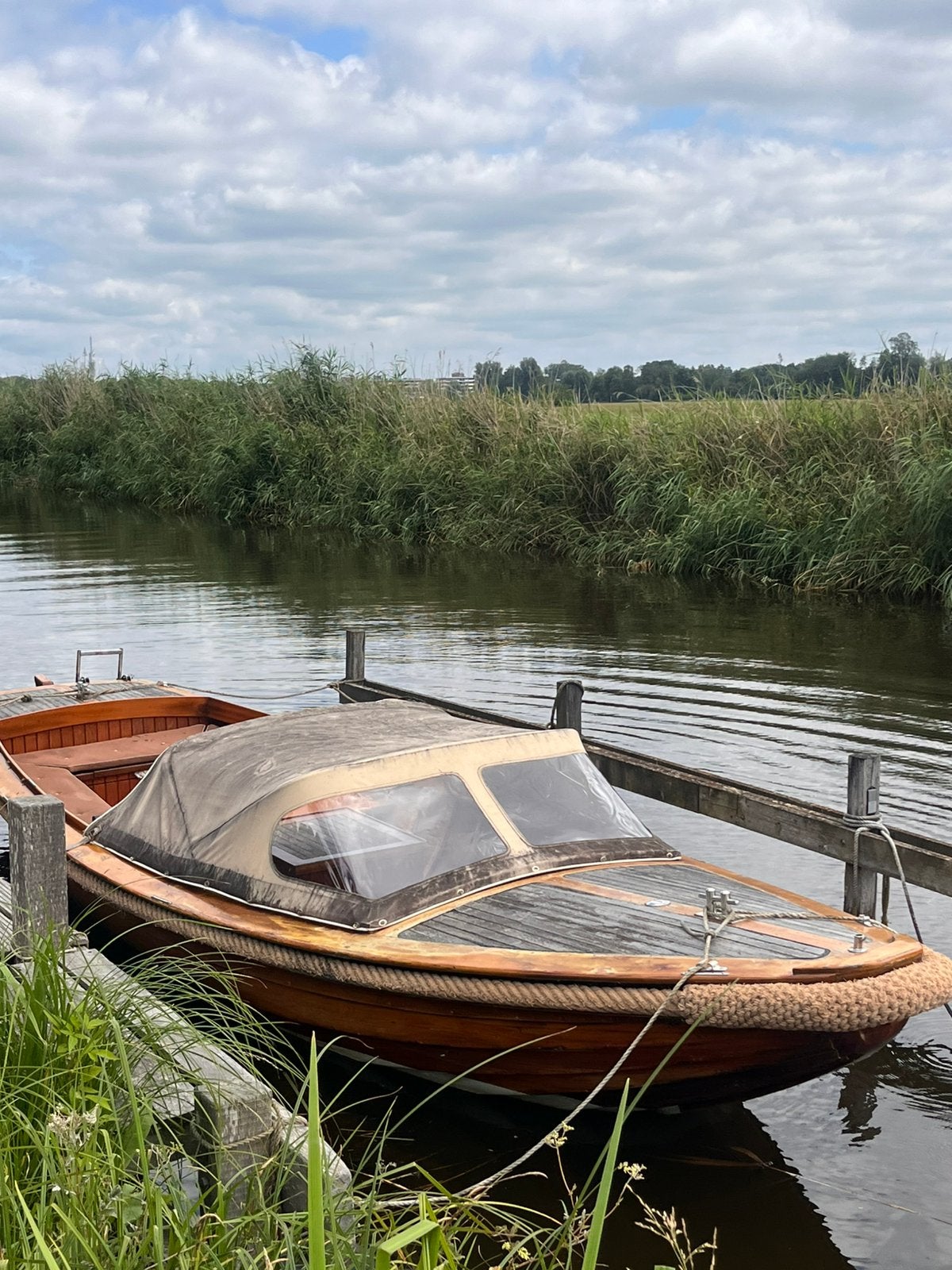 Houten vlet, Kabelaring, Binnenboordmotor, Diesel, Ophalen of Verzenden