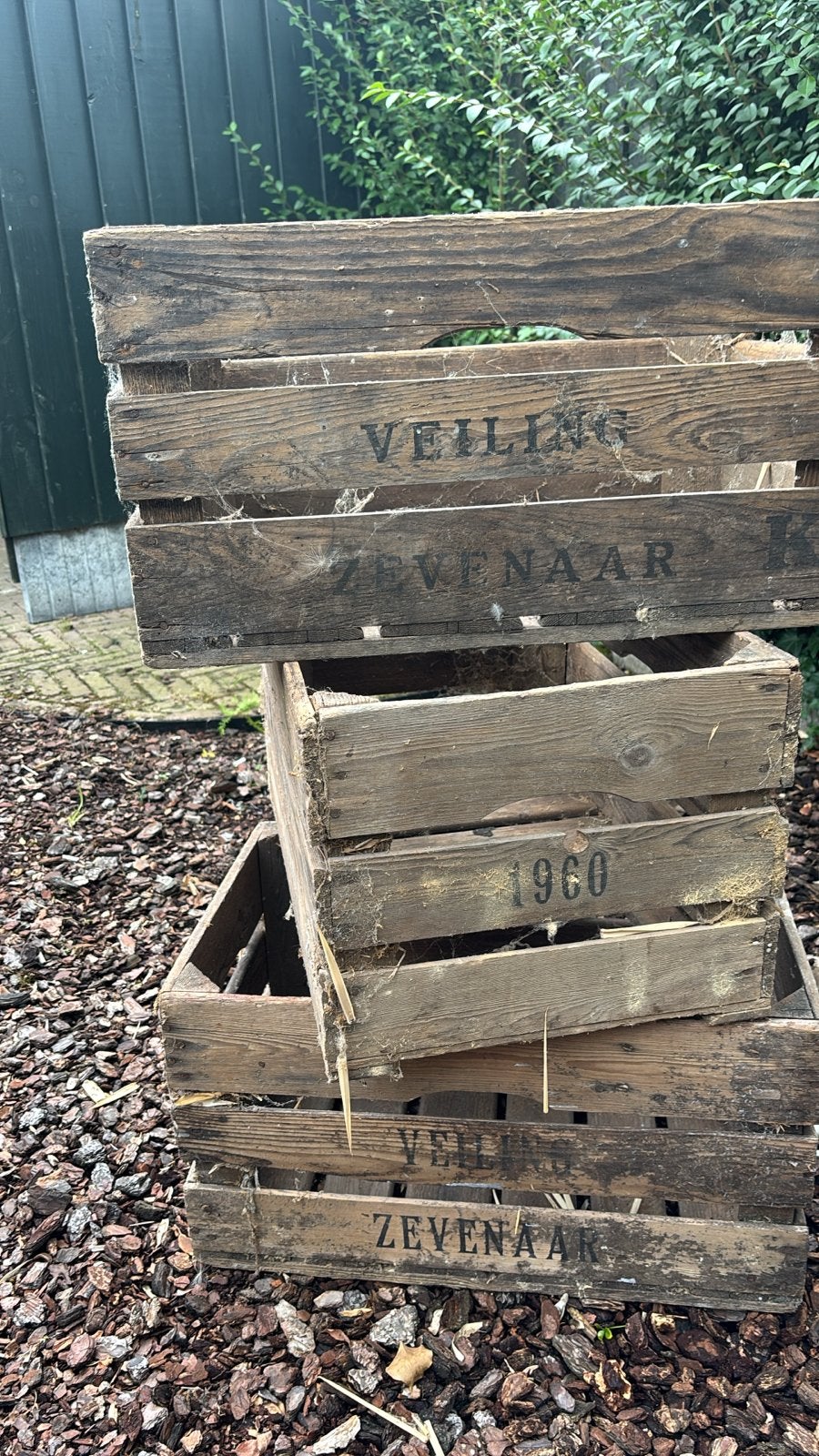 Set van 3 oude veilingkisten Zevenaar uit 1960, Ophalen