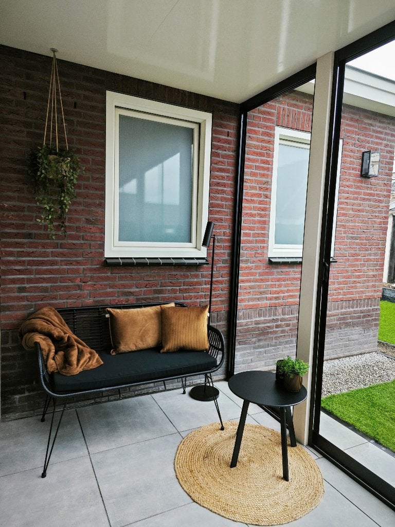 Bankje rotan zwart, Ophalen, Zo goed als nieuw