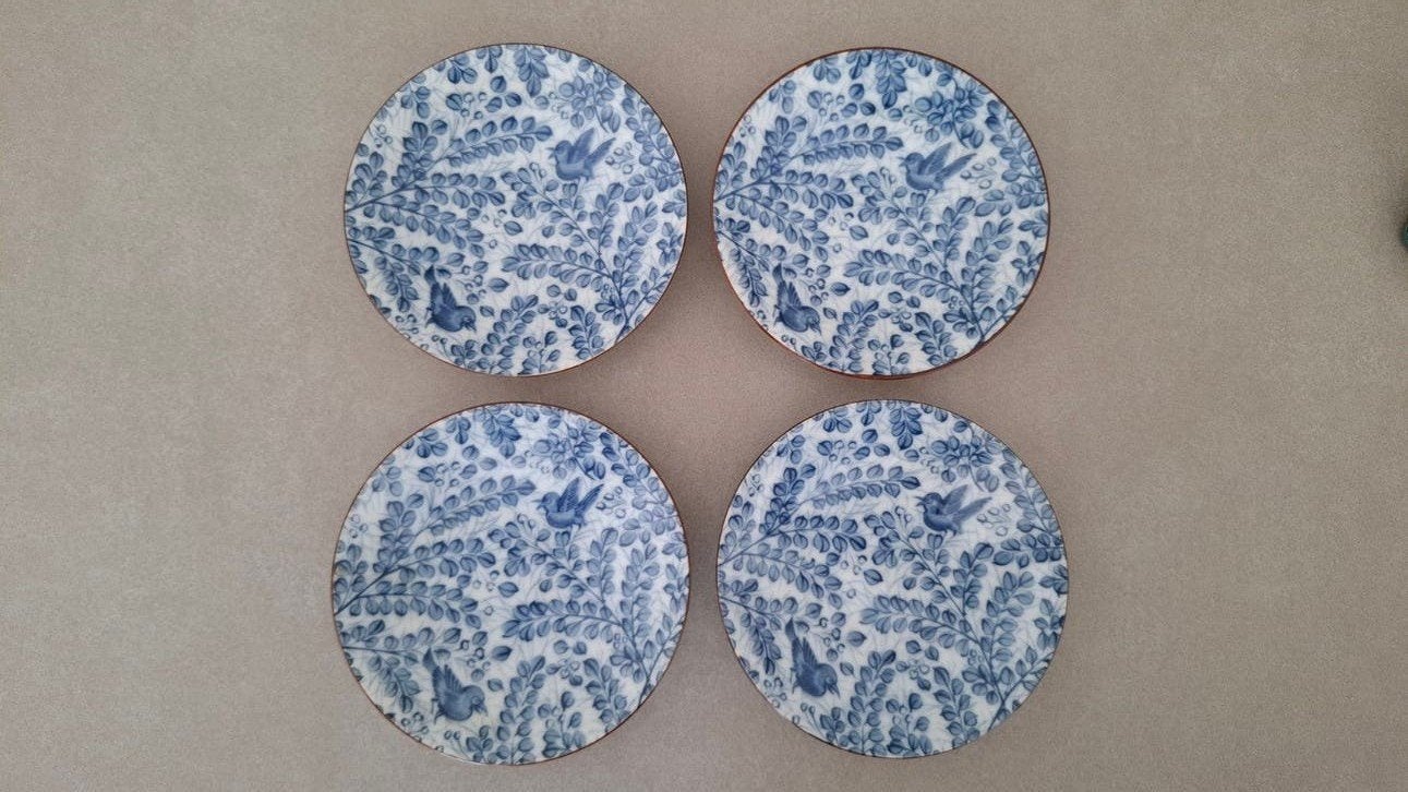 Set van 4 vintage Japanse porseleinen bordjes • Ryūhō vogel, Ophalen
