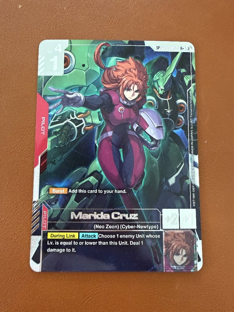 Gundam Card Game – Marida Cruz R+ (SP) | Mint, Ophalen of Verzenden, Nieuw, Losse kaart, Foil