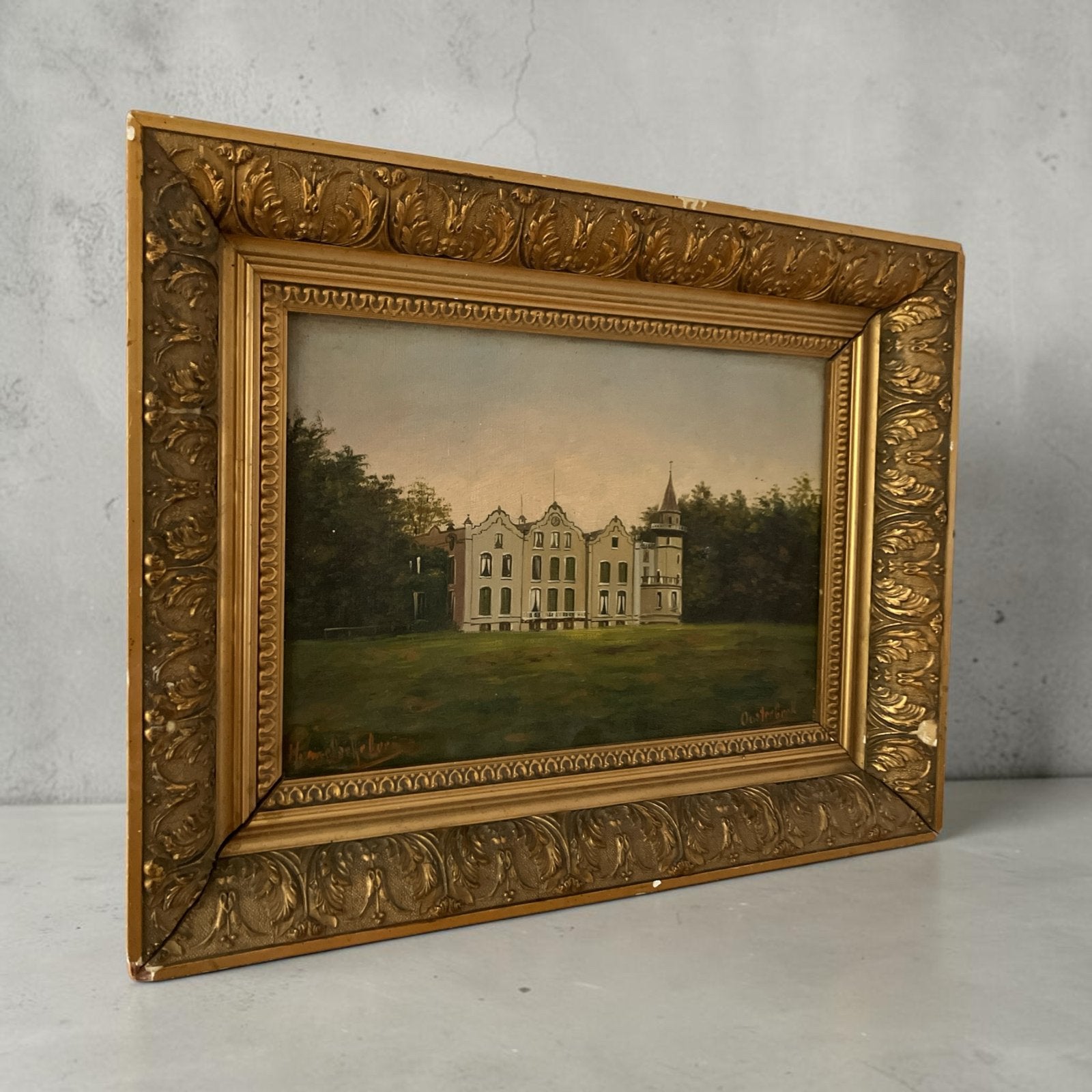 Antiek schilderij 'Hemelscheberg Oosterbeek' olieverf op doe, Ophalen of Verzenden