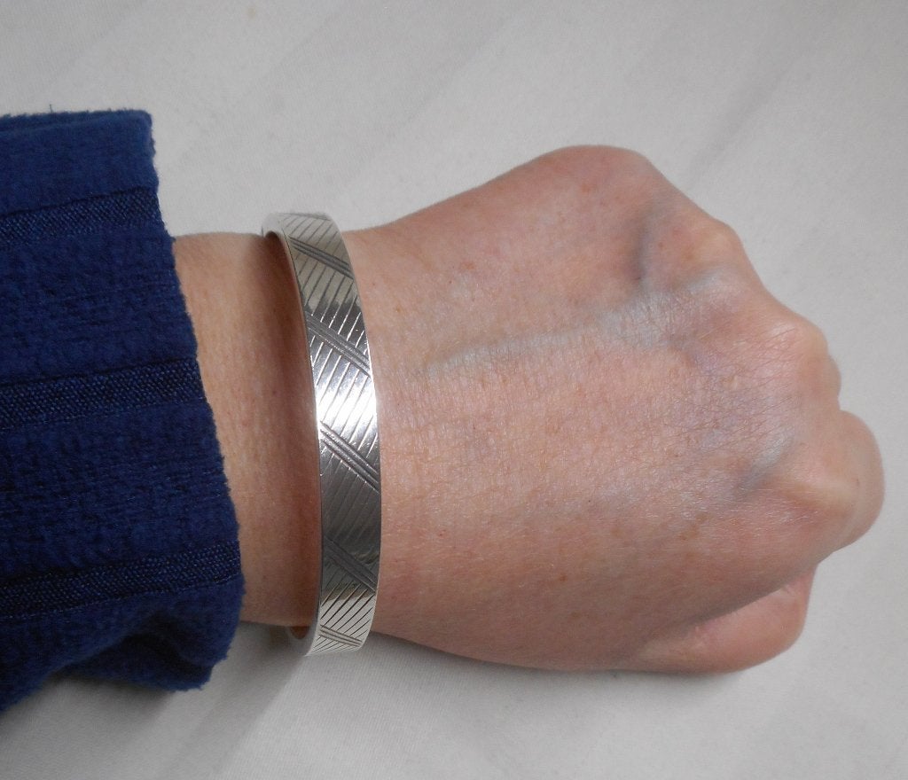 Zilveren gedecoreerde vintage slavenarmband nr.1290, Sieraden, Tassen en Uiterlijk, Verzenden, Zo goed als nieuw, Zilver, Zilver