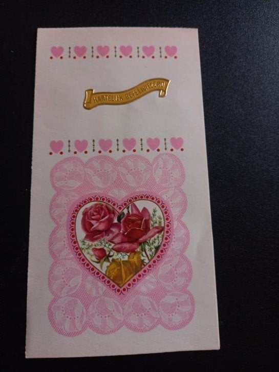 3 vintage 3D kaarten rozen hartelijk gefeliciteerd, Ophalen of Verzenden, 1960 tot 1980, Ongelopen, Feest(dag)