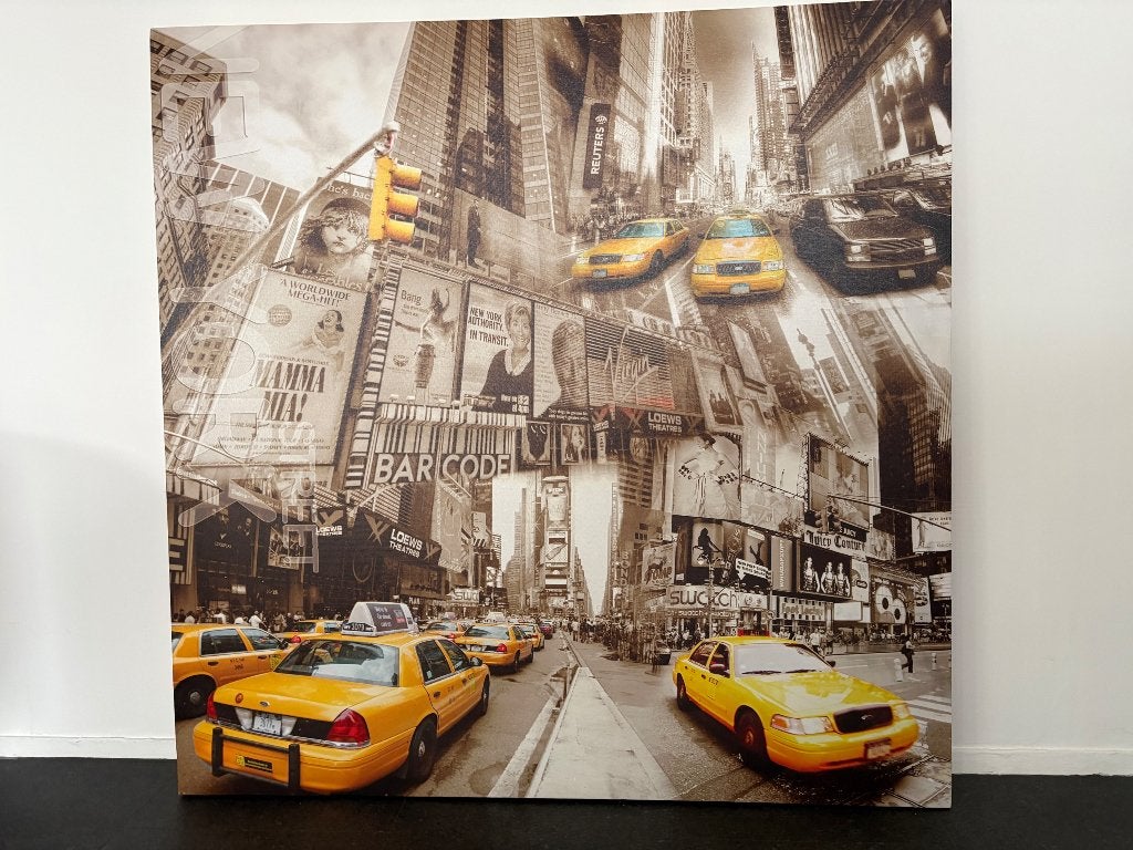 Canvas schilderij New York Taxi's Times Square, Ophalen, Zo goed als nieuw, Schilderij, 75 tot 100 cm