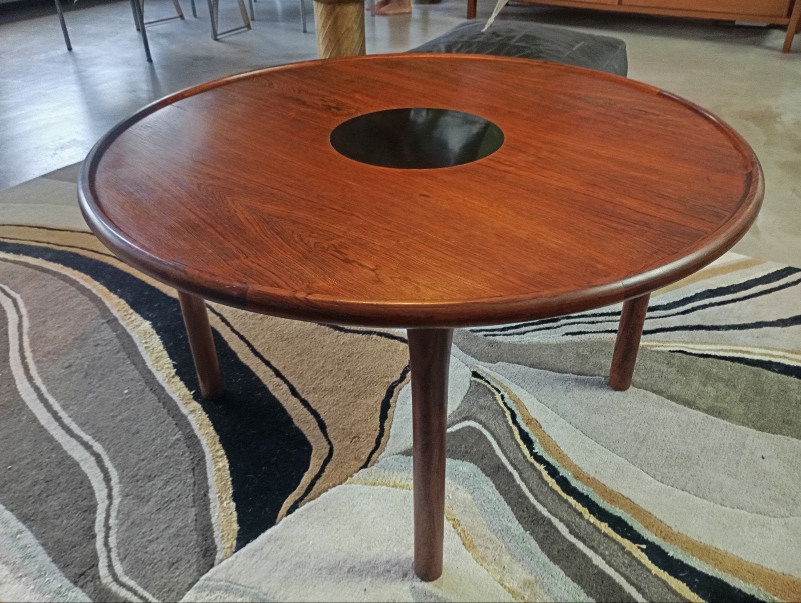 Vintage Deense Salontafel Teak met Zwart Inzetstuk, Ophalen