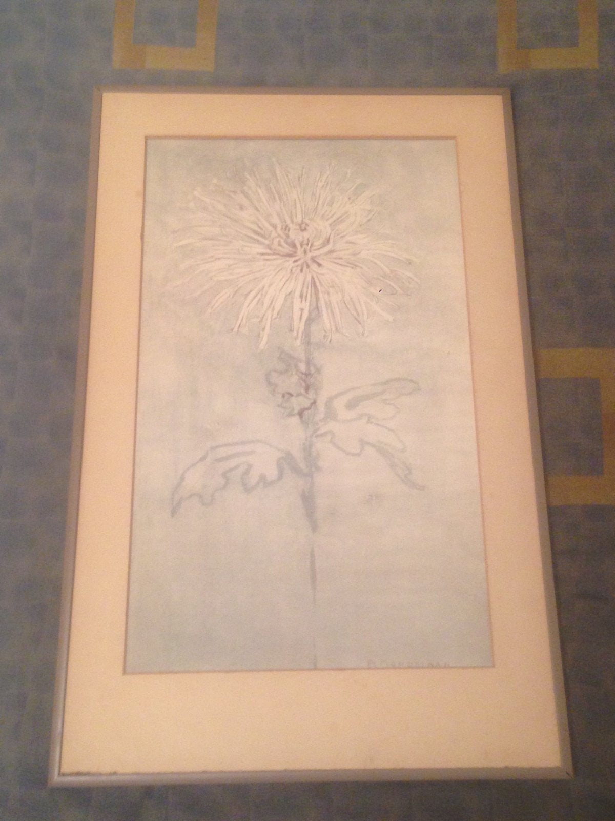 P. Mondriaan - Chrysant (ingelijst), Antiek en Kunst, Realistisch, Gesigneerd, Tekening, Papier