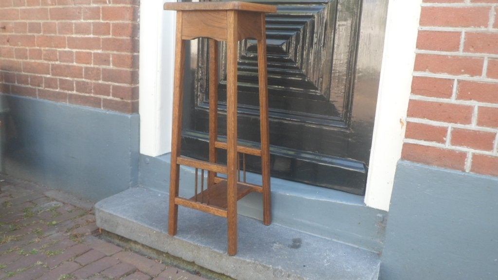 Plantentafel bijzettafel tafeltje etagère hout eik 70cm hoog, Ophalen of Verzenden, Gebruikt, Hout