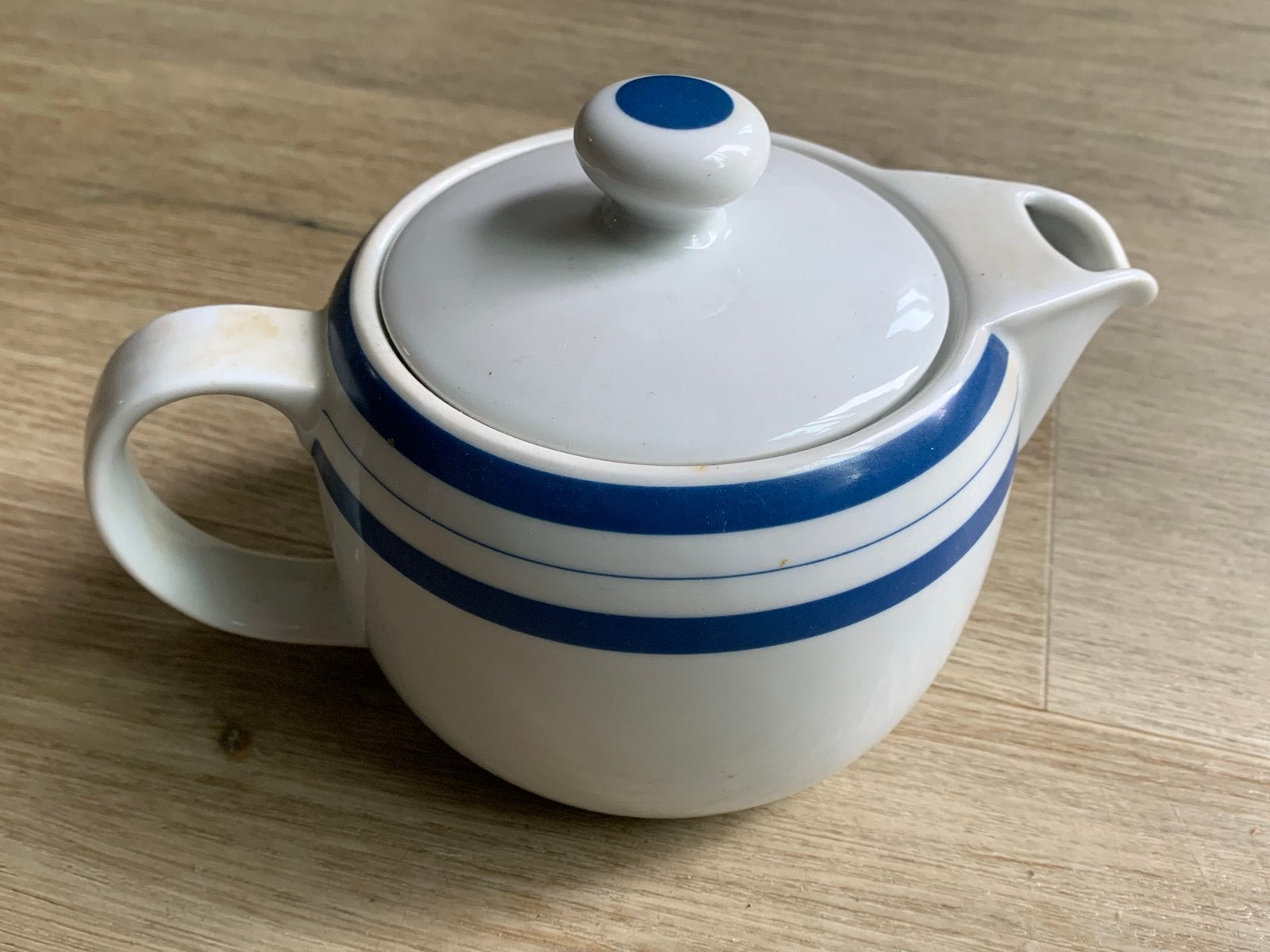 Vintage Kronester Bavaria theepot, blauw-wit gestreept, Ophalen of Verzenden