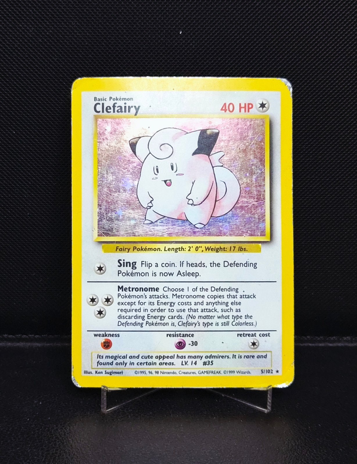Clefairy Holo 5/102 Base set 1999 Engels, Ophalen of Verzenden, Zo goed als nieuw