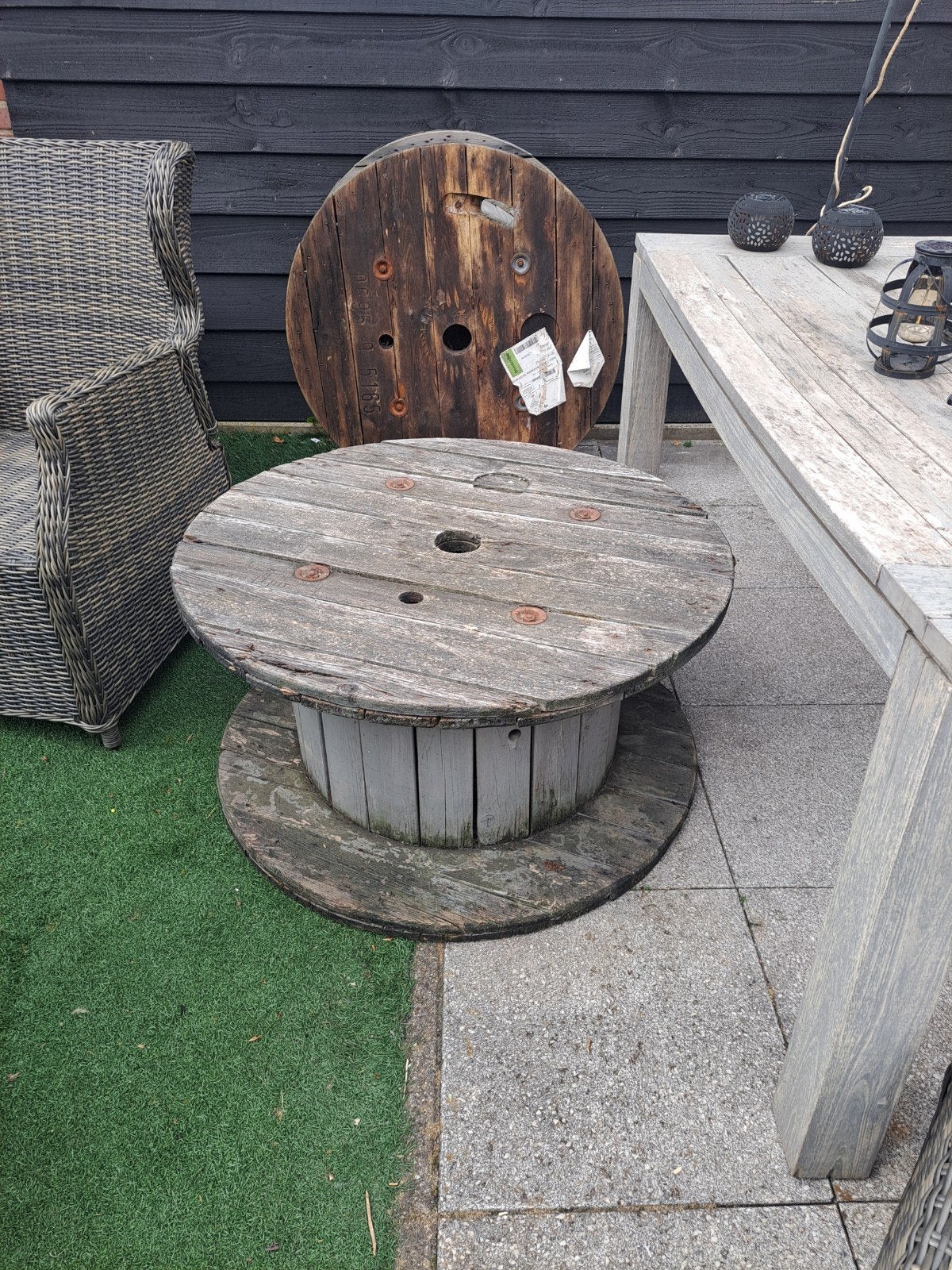 Unieke kabelhaspel salontafel - 95x48 cm, Ophalen of Verzenden