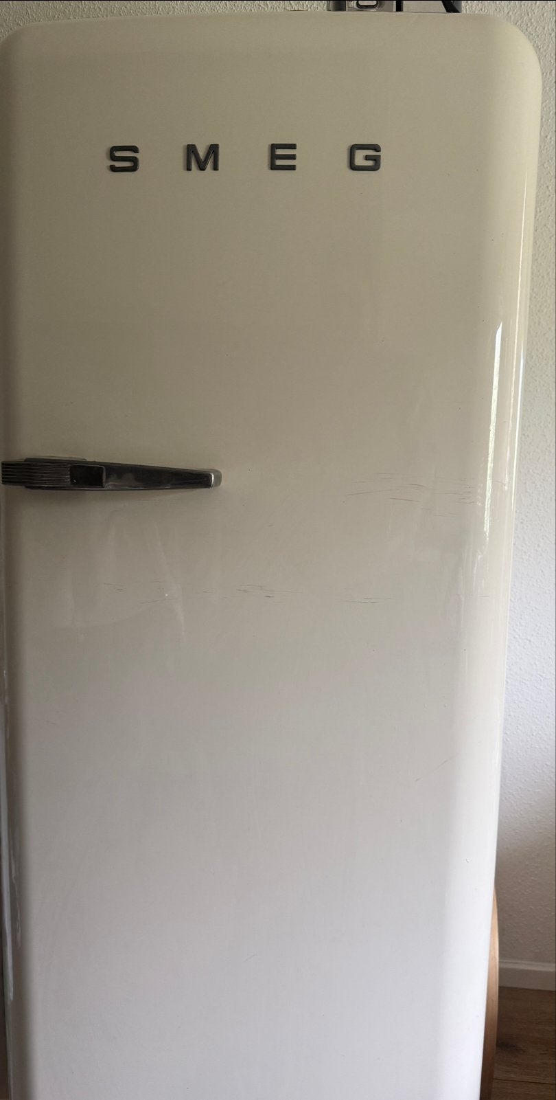 Smeg koelkast - Retro design, crème kleur, Ophalen, 150 tot 200 liter, Gebruikt, 60 cm of meer