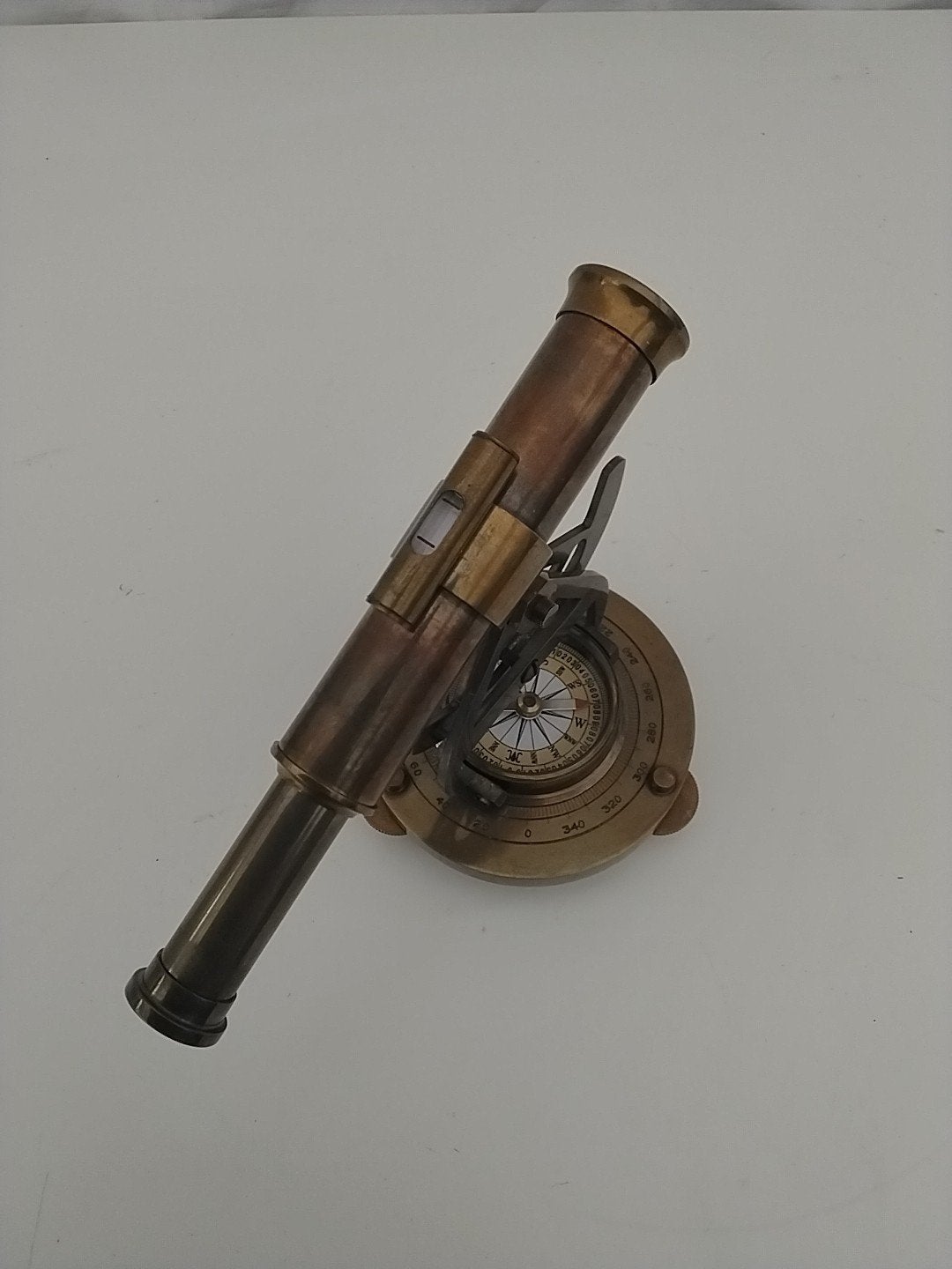 Antieke Messing Telescoop met Kompas - Decoratief, Ophalen of Verzenden, Gebruikt, Minder dan 80 mm, Lenzentelescoop (refractor)