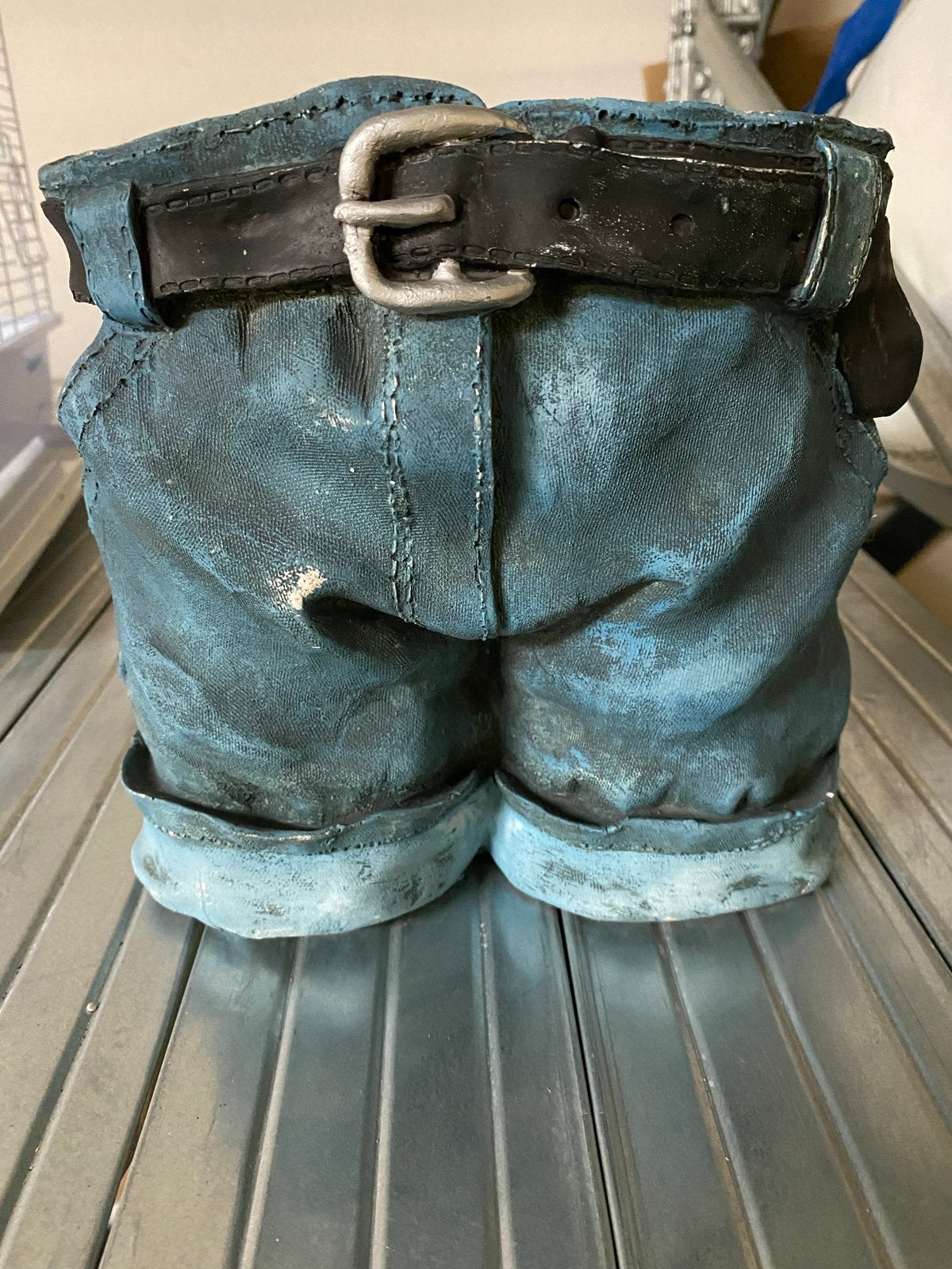 Unieke Bloempot in Jeans Design - Gebruikt, Ophalen, Overige materialen, Gebruikt, Binnen