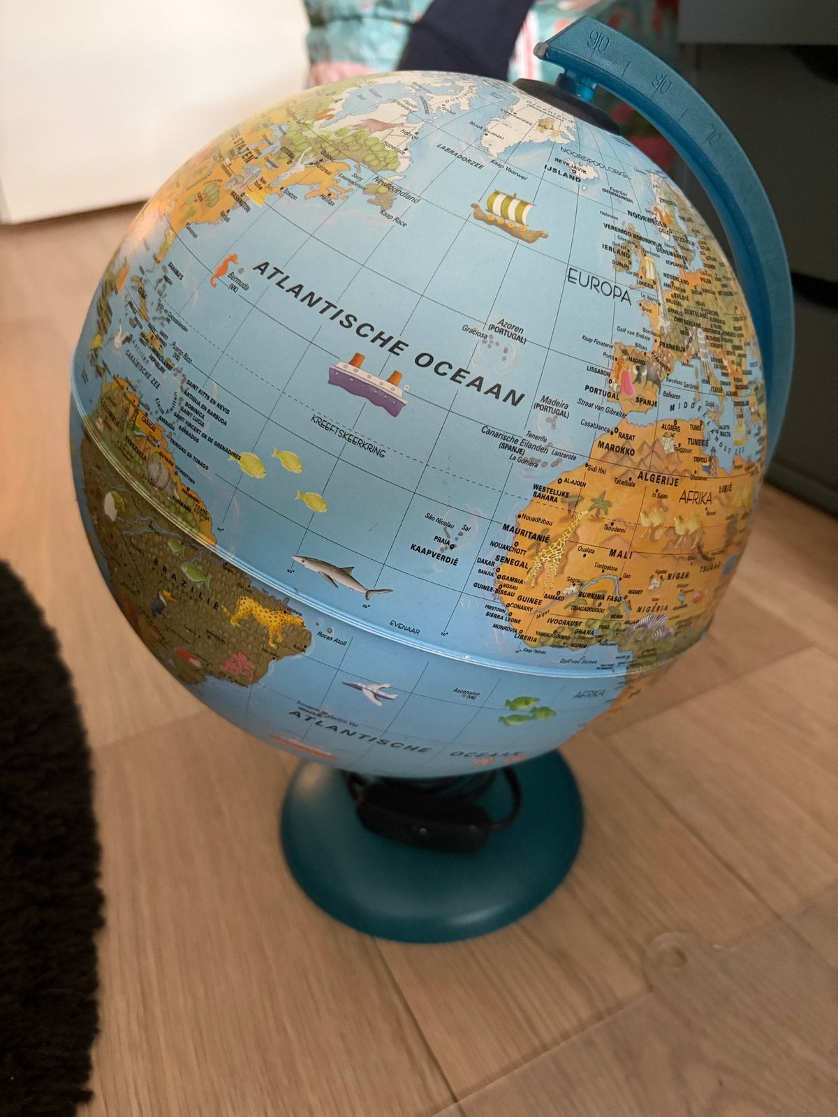 Verlichte Wereldbol - Educatieve Lamp, Ophalen of Verzenden, Gebruikt, Blauw, Kunststof