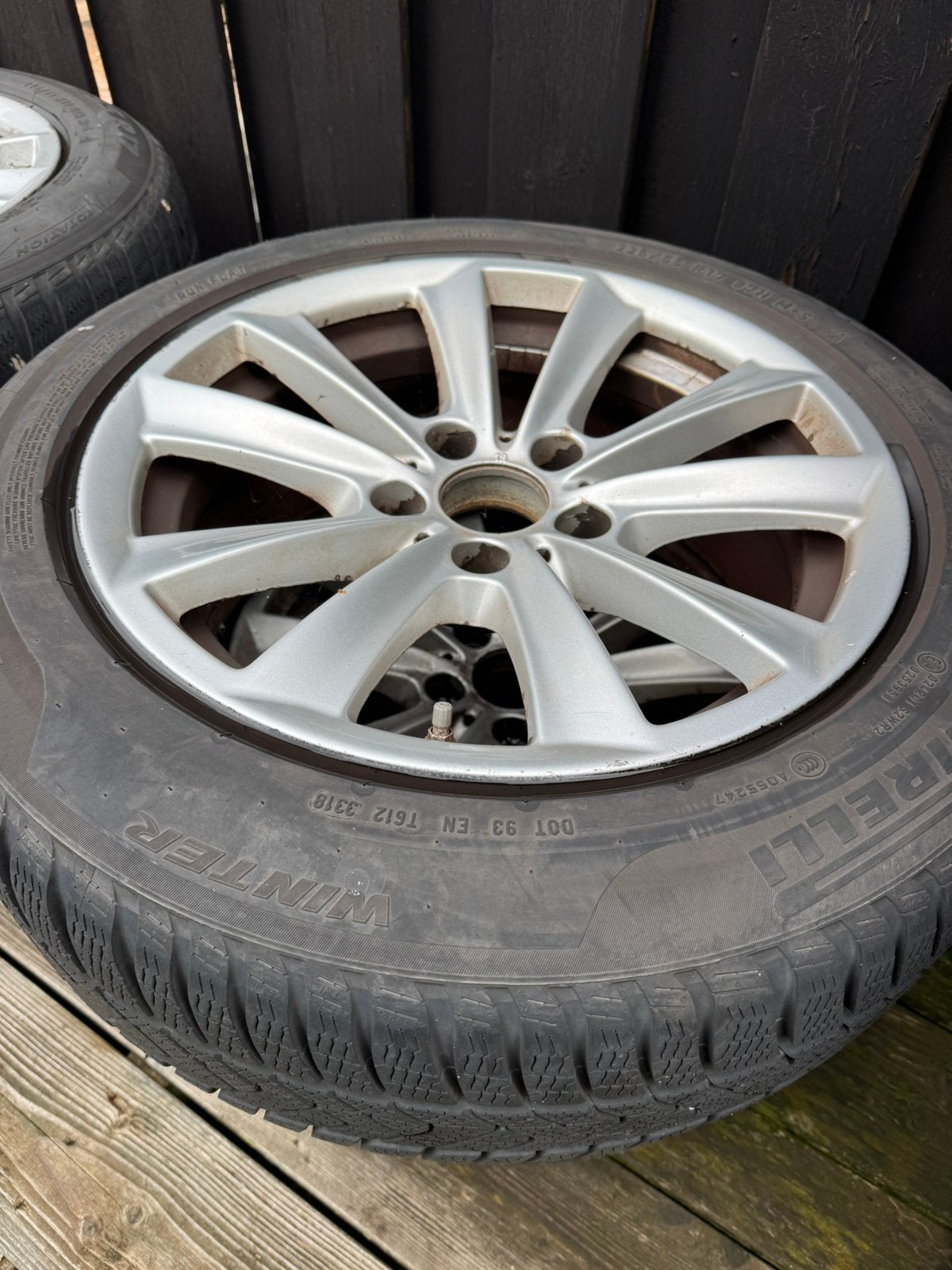 Te koop LM velgen met winterbanden BMW 5 serie, Ophalen, 17 inch, Winterbanden, Banden en Velgen