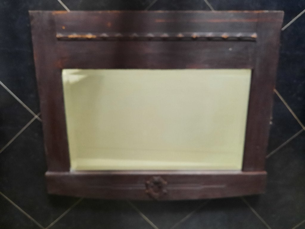Vintage - Spiegel facet geslepen met zware houten lijst, Ophalen, Rechthoekig