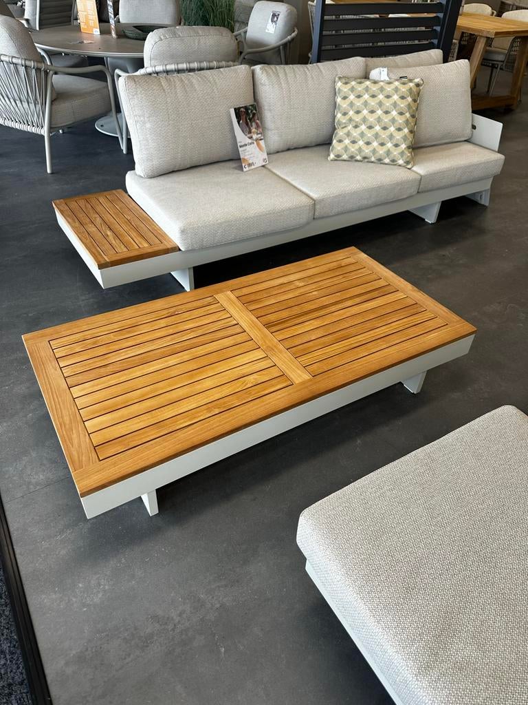Luxe loungetafel met teakhouten accenten - nieuw!!, Ophalen, Nieuw, Loungeset, Bijzettafel