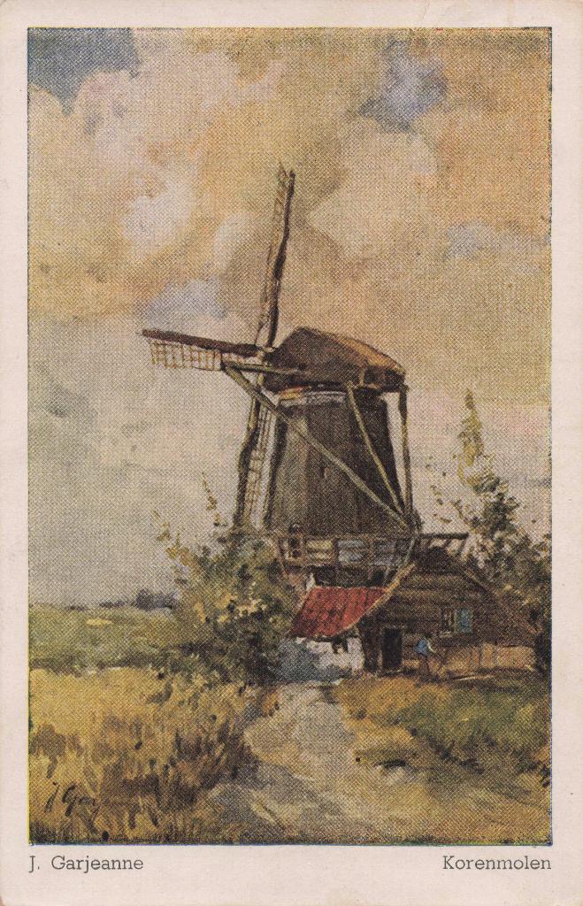 Korenmolen schilderij van J. Garjeanne OM109, Ophalen, 1940 tot 1960, Gelopen, Utrecht