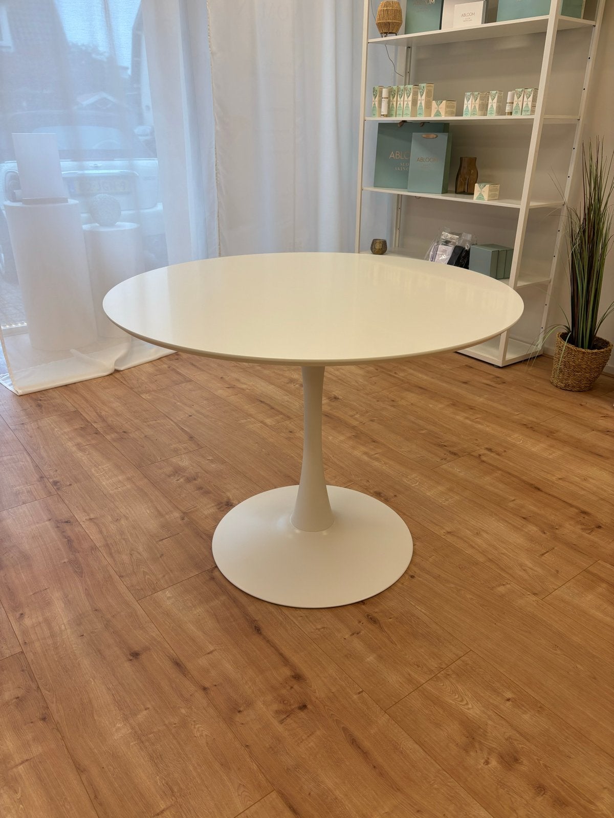 JYSK eetkamertafel rond wit, Ophalen, 100 tot 150 cm, Rond, 50 tot 100 cm
