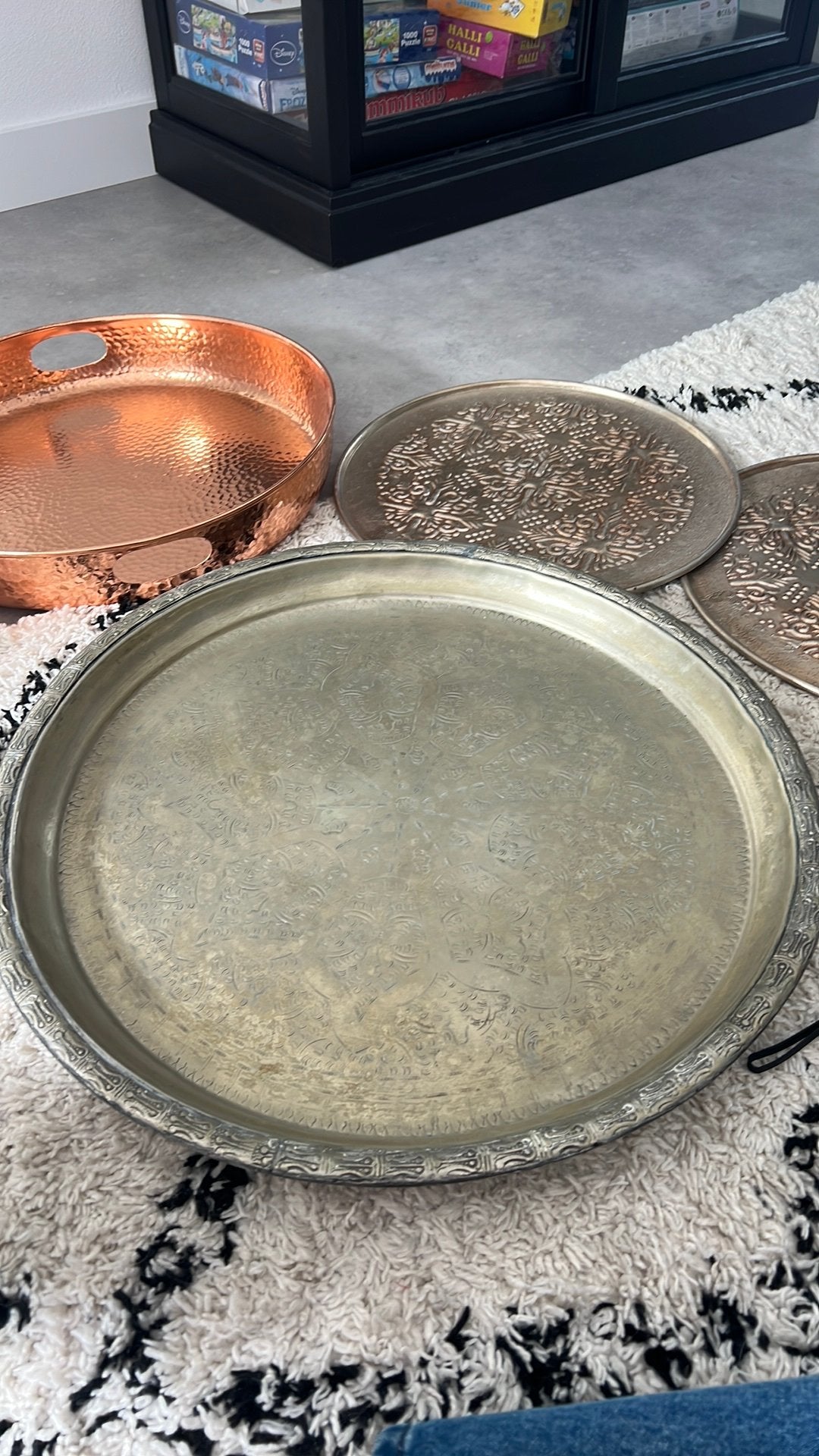 Groot Marokkaans dienblad, Huis en Inrichting, Woonaccessoires | Dienbladen, Ophalen, Zo goed als nieuw, Rond, Hout