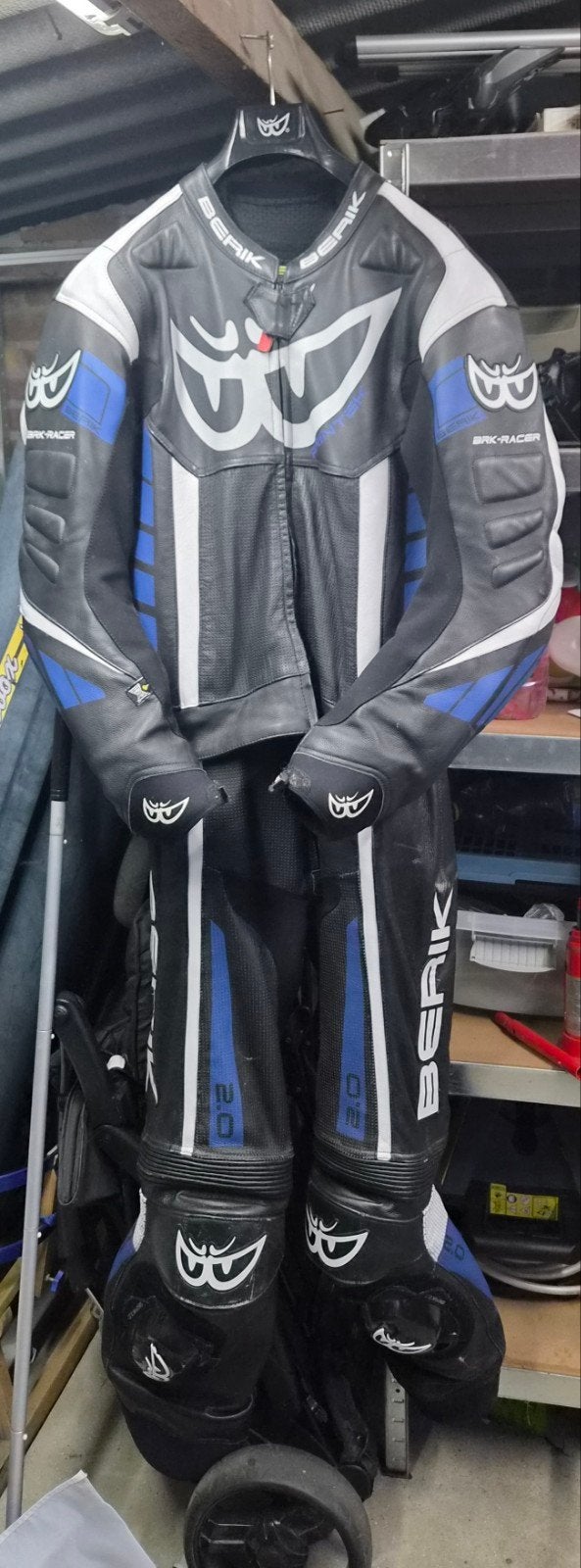 Berik BRK-Racer leren combipak (zwart/wit/blauw), Motoren, Ophalen of Verzenden, Berik, Tweedehands, Heren