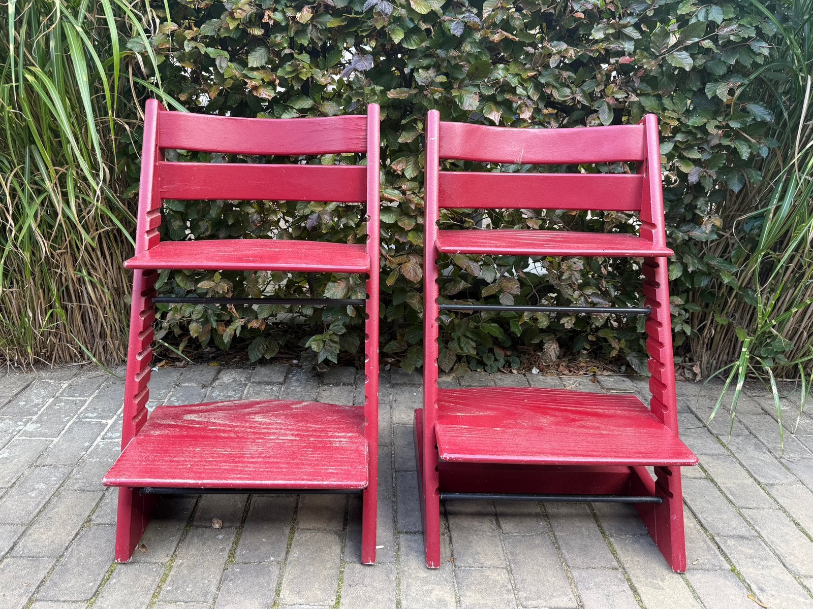 2 triptrap stoelen | opknappers, Ophalen, Gebruikt, Hout, Verstelbaar