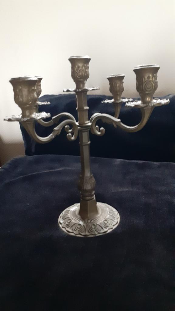 Kandelaar antieke Koperen 5-Armige, Antiek en Kunst, Ophalen of Verzenden, Koper of Brons