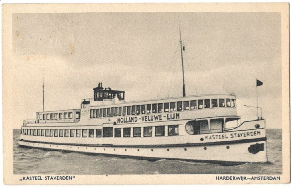 T-T-488  Scheepvaart Adam-Harderwijk, Ophalen of Verzenden, Zo goed als nieuw, Motorboot, Kaart, Foto of Prent