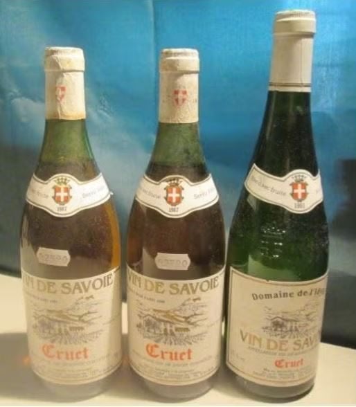 3x Vin de Savoie - Cruett - 1987 / 1991, Verzamelen, Wijnen, Frankrijk, Ophalen of Verzenden, Vol, Witte wijn