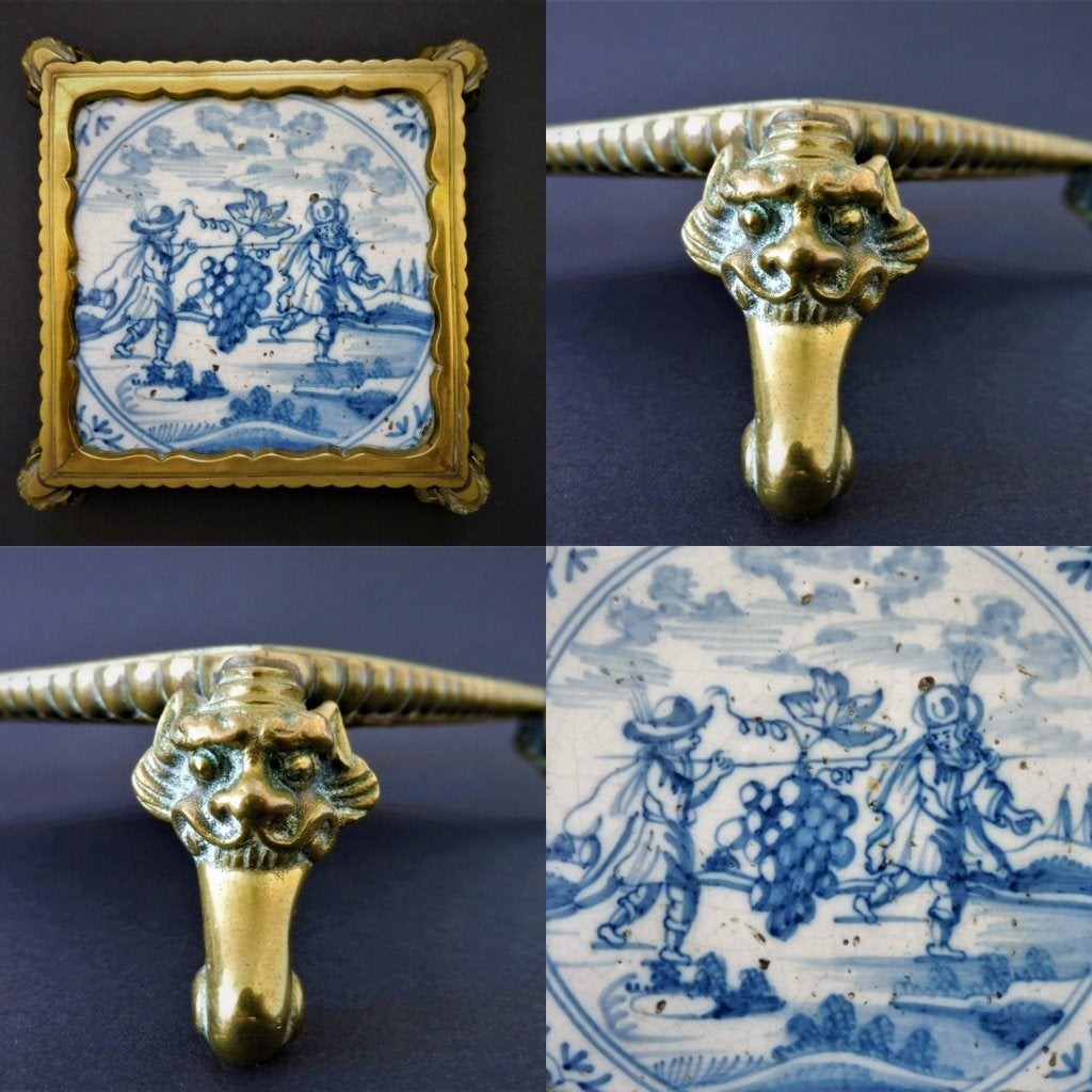 Tegel De Verspieders / Druivendragers Delftsblauw vide poche, Ophalen of Verzenden