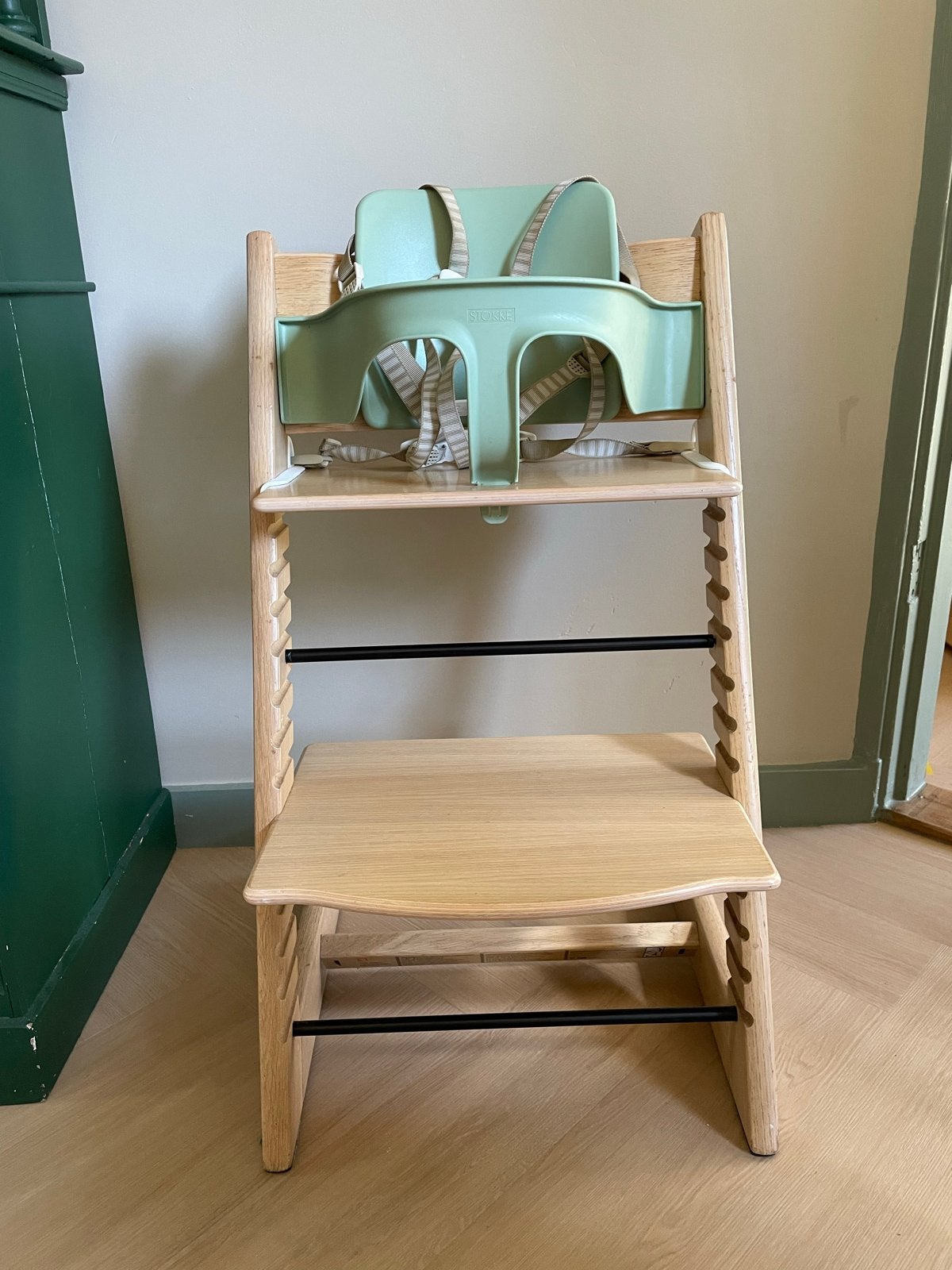 Stokke Tripp Trapp eiken, Ophalen, Gebruikt, Meegroeistoel, Gordel(s)