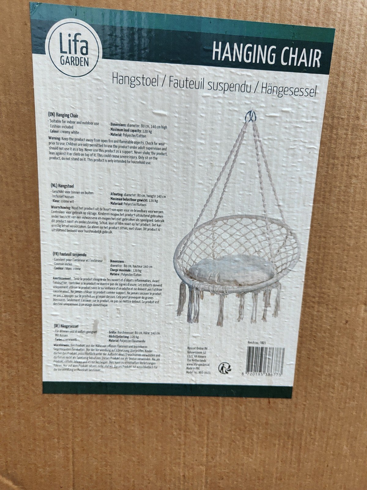 Lifa Garden Hangstoel met Kussen - Crèmewit, Wit, Nieuw, Ophalen of Verzenden, Eén