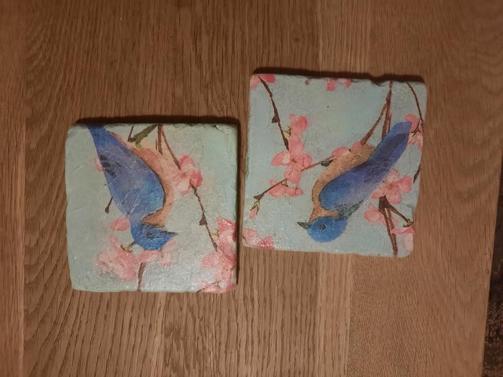 Decoratieve Marmeren Onderzetters met Bloemen en Vogels, Huis en Inrichting, Woonaccessoires | Onderzetters, Ophalen of Verzenden