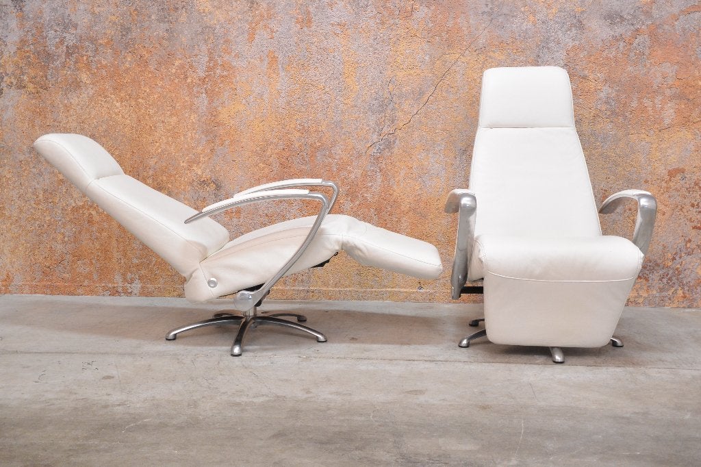 ZGANieuw witte leren design relaxfauteuil van Novastyl!, 75 tot 100 cm, Ophalen of Verzenden, Zo goed als nieuw, Novasty