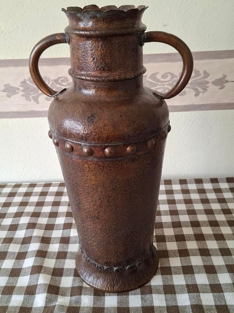 Handgemaakte rode koperen vaas, 43cm., Antiek en Kunst, Ophalen of Verzenden, Koper