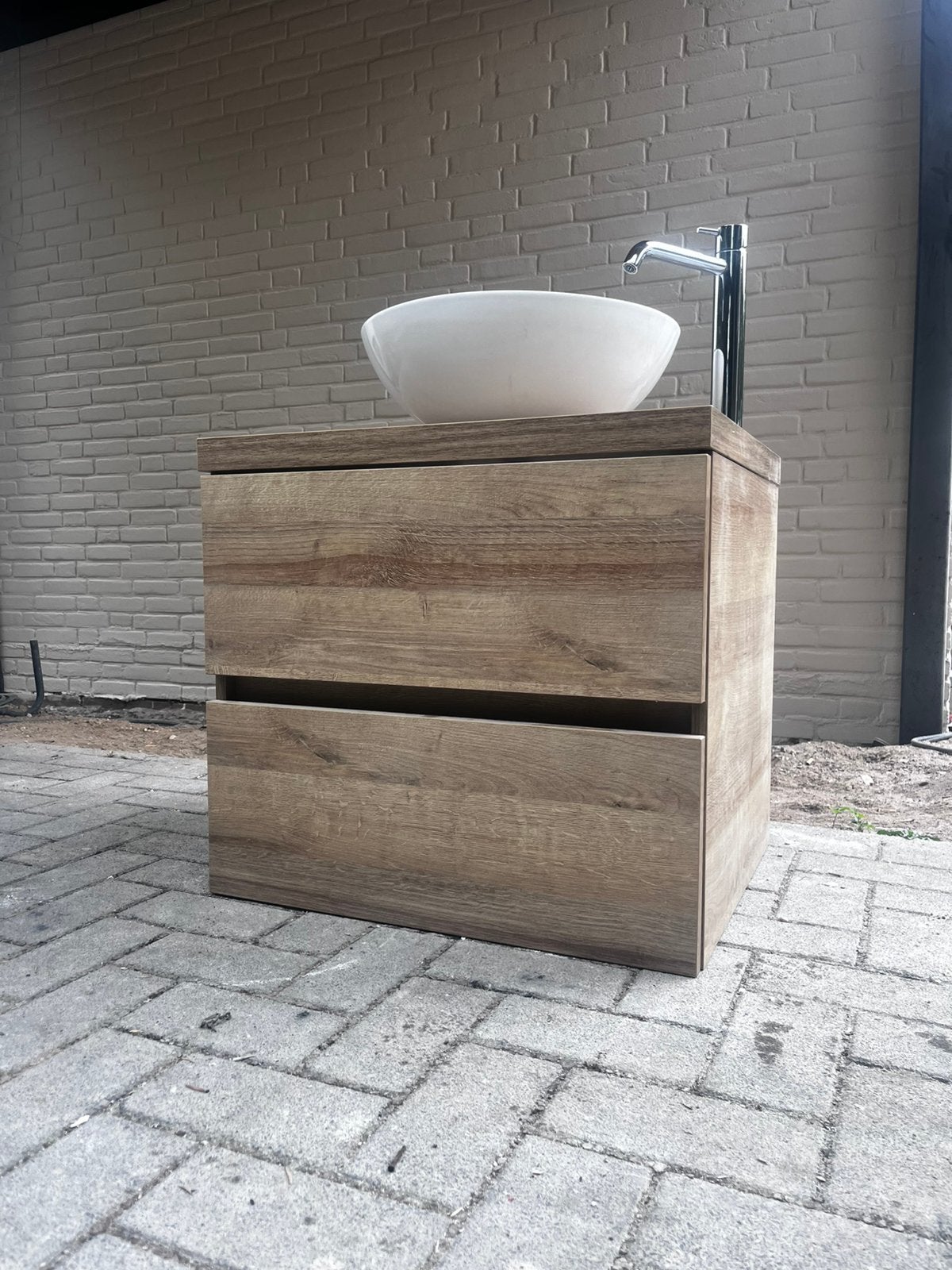 Badkamermeubel met waskom en kraan, Huis en Inrichting, Badkamer | Badkamermeubels, Ophalen, 50 tot 100 cm, Zo goed als nieuw