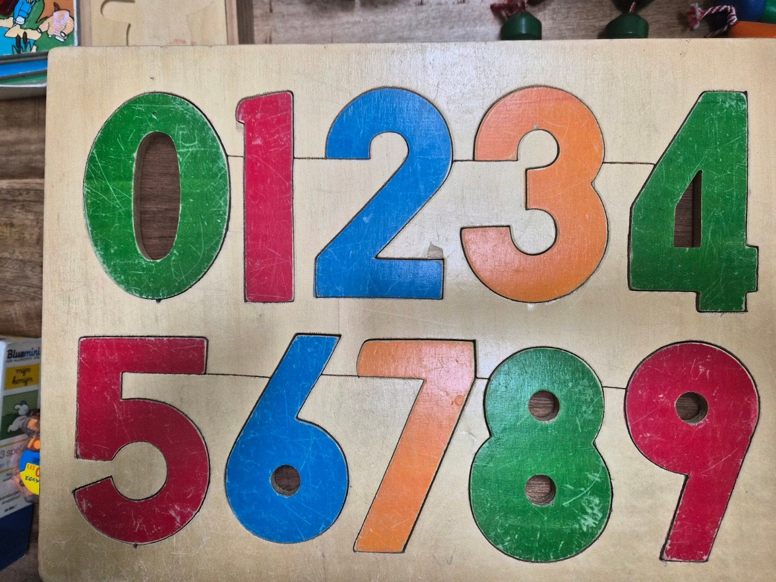 Houten cijferpuzzel voor kinderen, gratis tegen zakje drop., Ophalen, Gebruikt, Puzzelen
