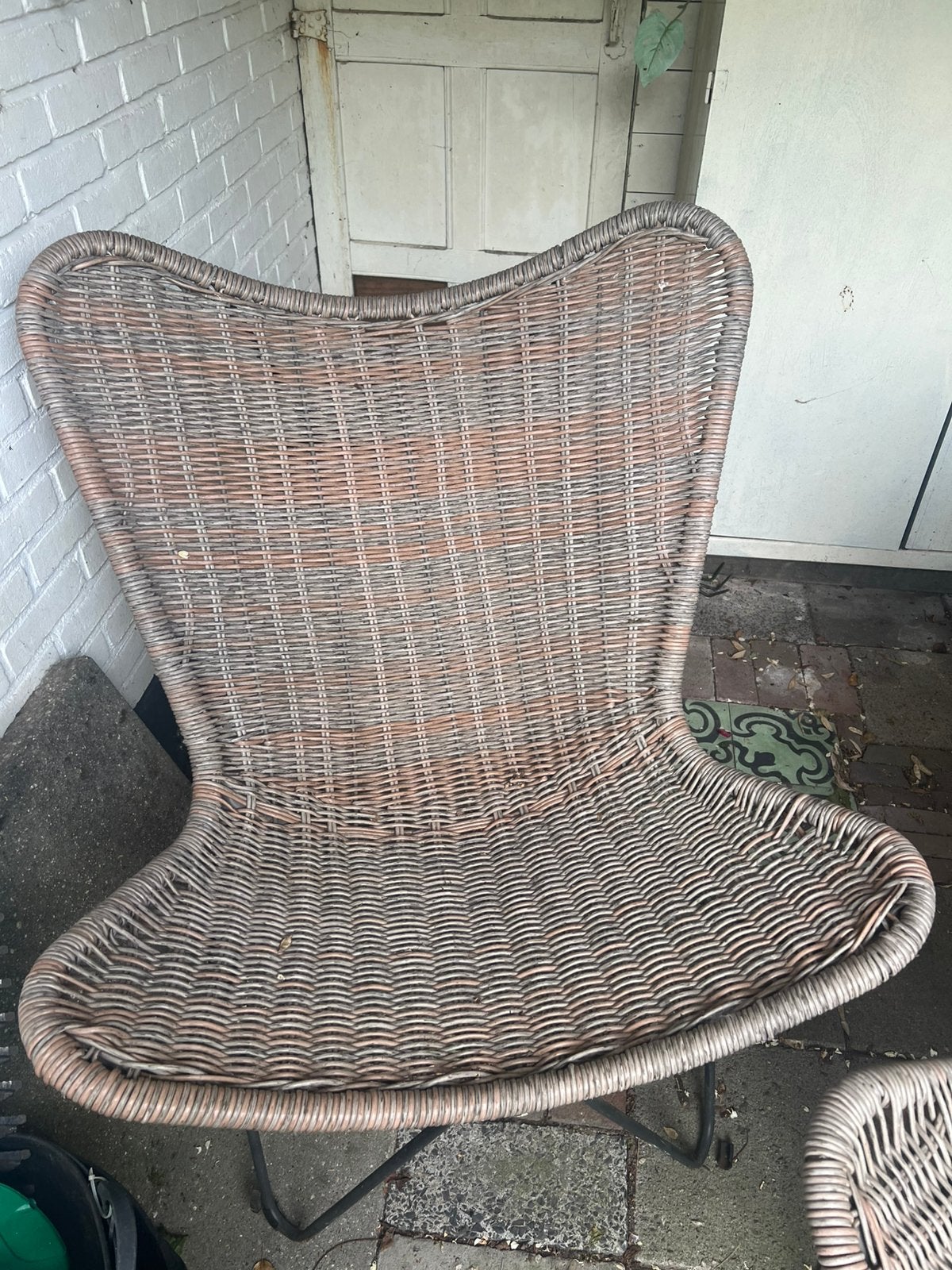 2Rieten tuinstoelen  vlindermodel, Ophalen of Verzenden, Gebruikt, Wicker