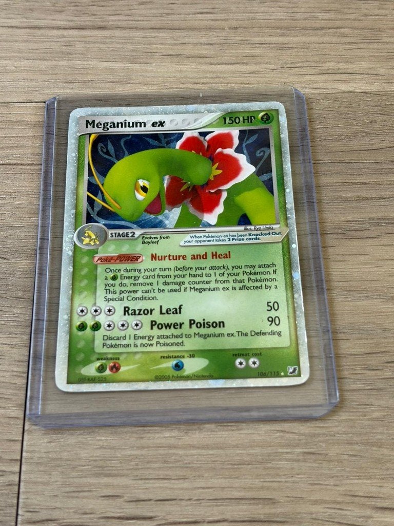 Pokémon Meganium ex 106/115 2005 Pokémon-ex, Ophalen of Verzenden, Zo goed als nieuw, Losse kaart