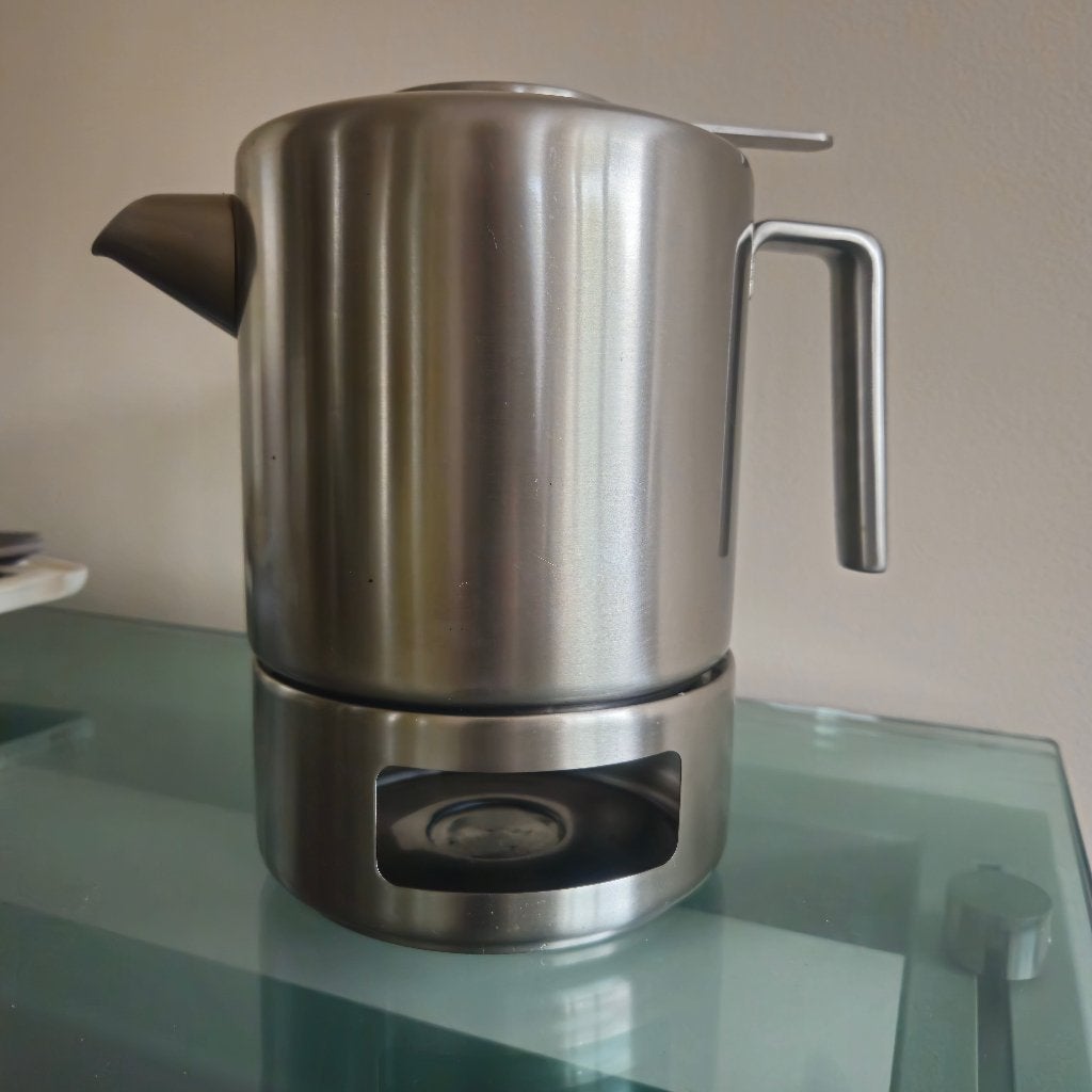 RVS Theepot met warmhouder, Huis en Inrichting, Ophalen, Overige materialen, Overige merken, Zo goed als nieuw