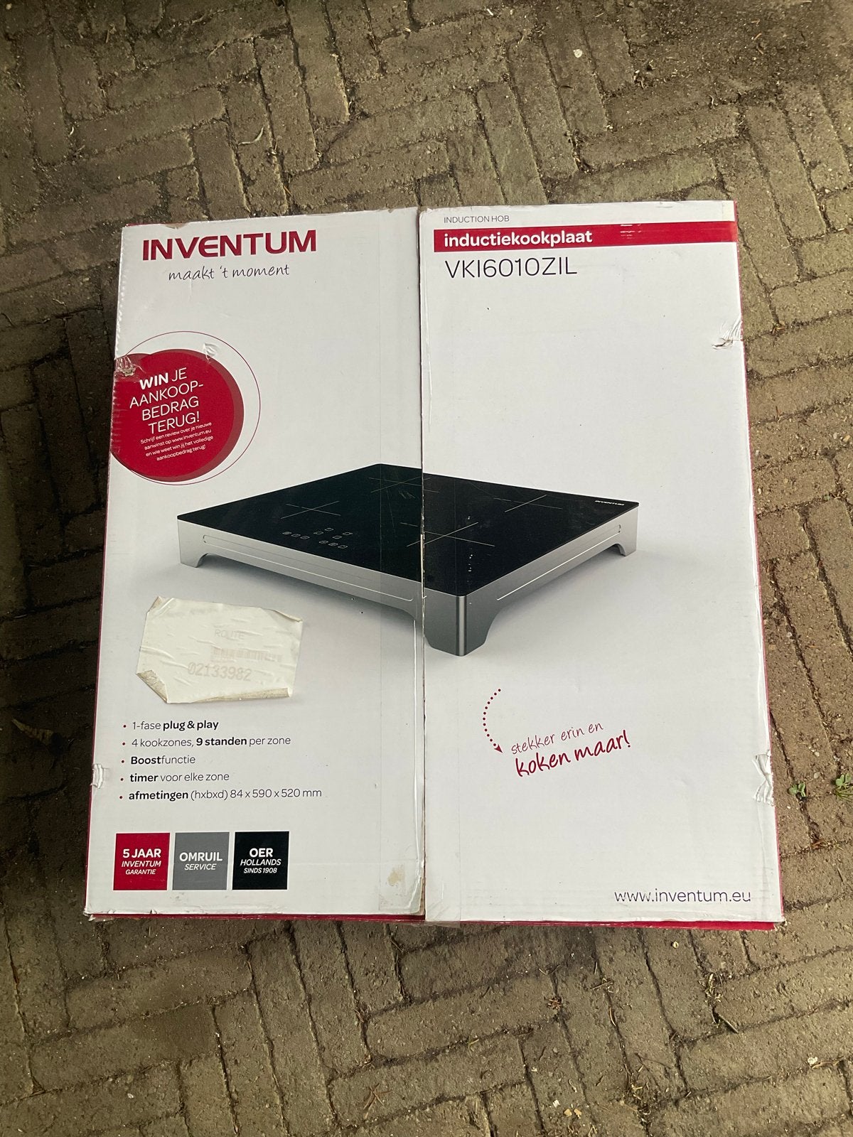 Inventum VKI6010ZIL Inductiekookplaat - Nieuw in doos, Zo goed als nieuw, Inductie, Vrijstaand, 4 kookzones