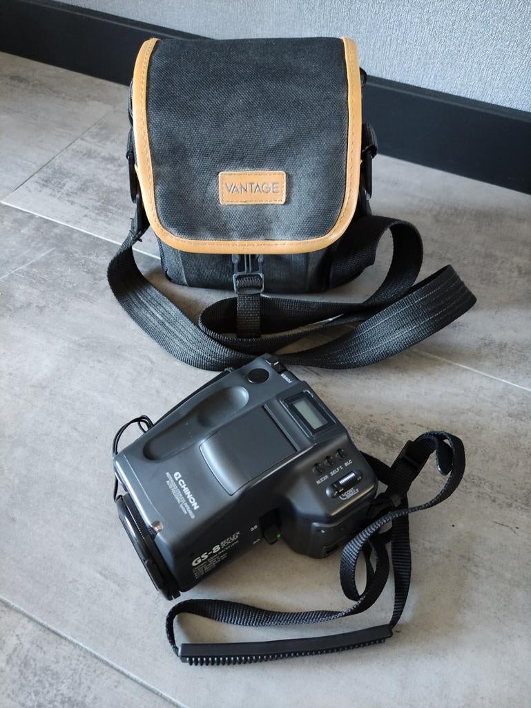 Chinon GS-8 reflex zoom camera + tas (werkend), Ophalen of Verzenden