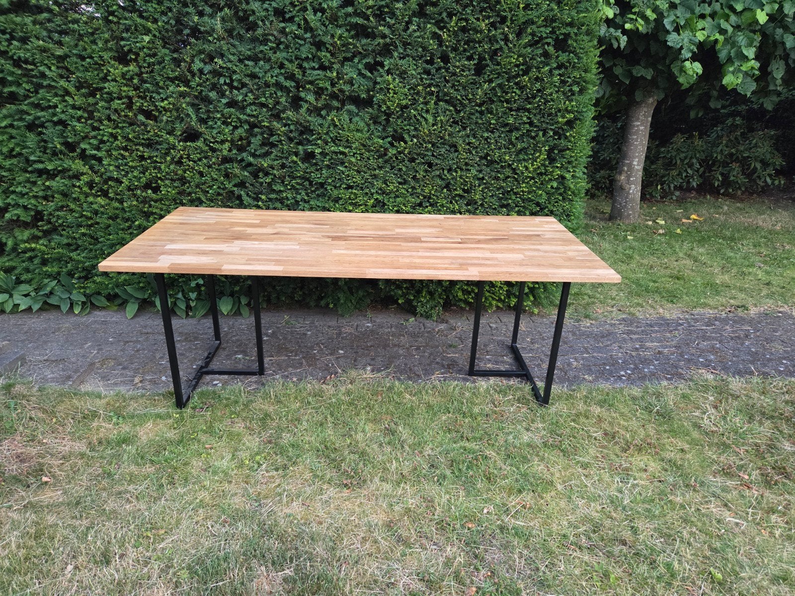 Woood eiken tafel 200x90x2,5, Ophalen, Eikenhout, 200 cm of meer, 50 tot 100 cm