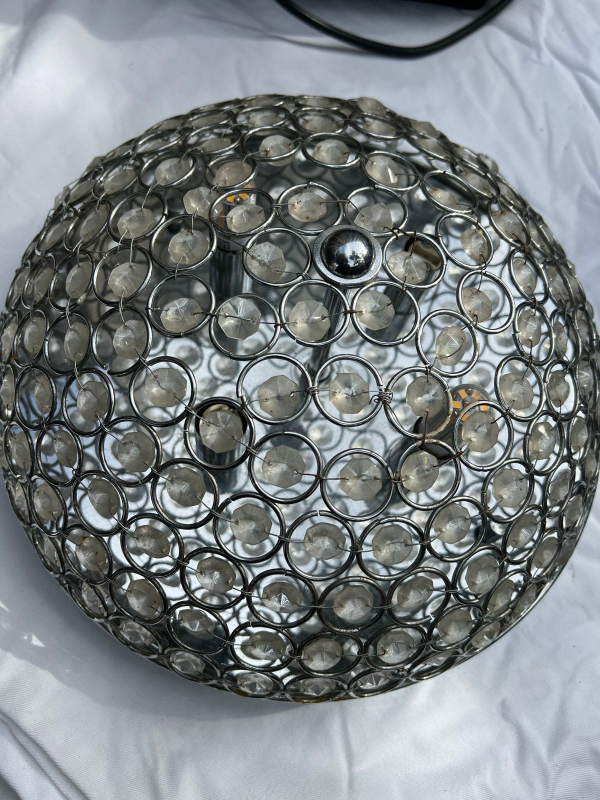 Intergamma Carballo Plafondlamp met Kristallen, Zilver, Modern, Ophalen of Verzenden, Zo goed als nieuw