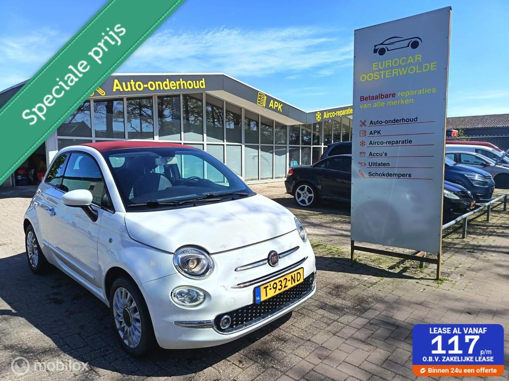 Fiat 500 1.2 CABRIO // 97000 KM // NAP, Gebruikt, Cabriolet, Wit, Bedrijf